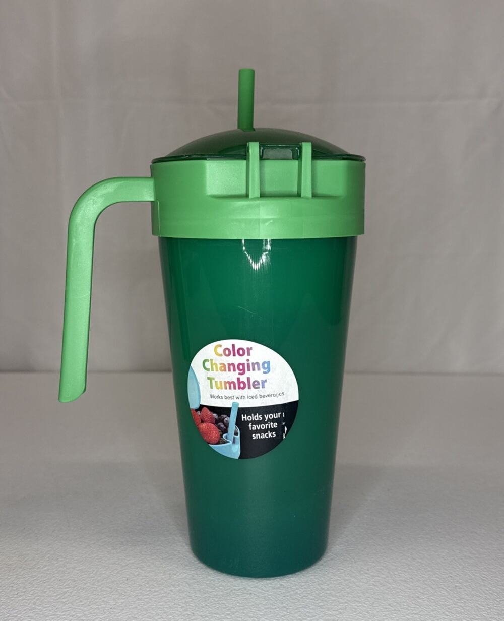Mainstays 24 oz Plastic Snack Tumbler Green